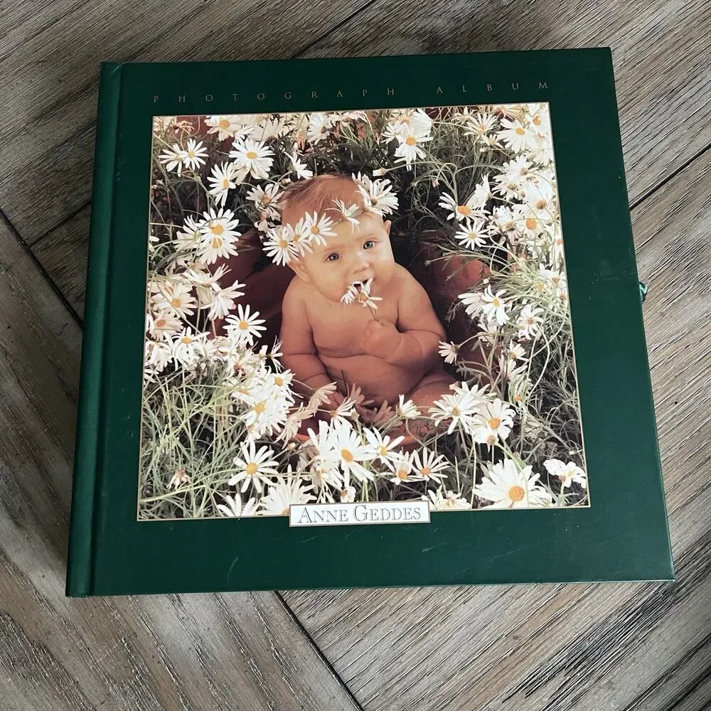 Anne Geddes Baby Photo Album Green Hardcover Floral Theme Keepsake Gift